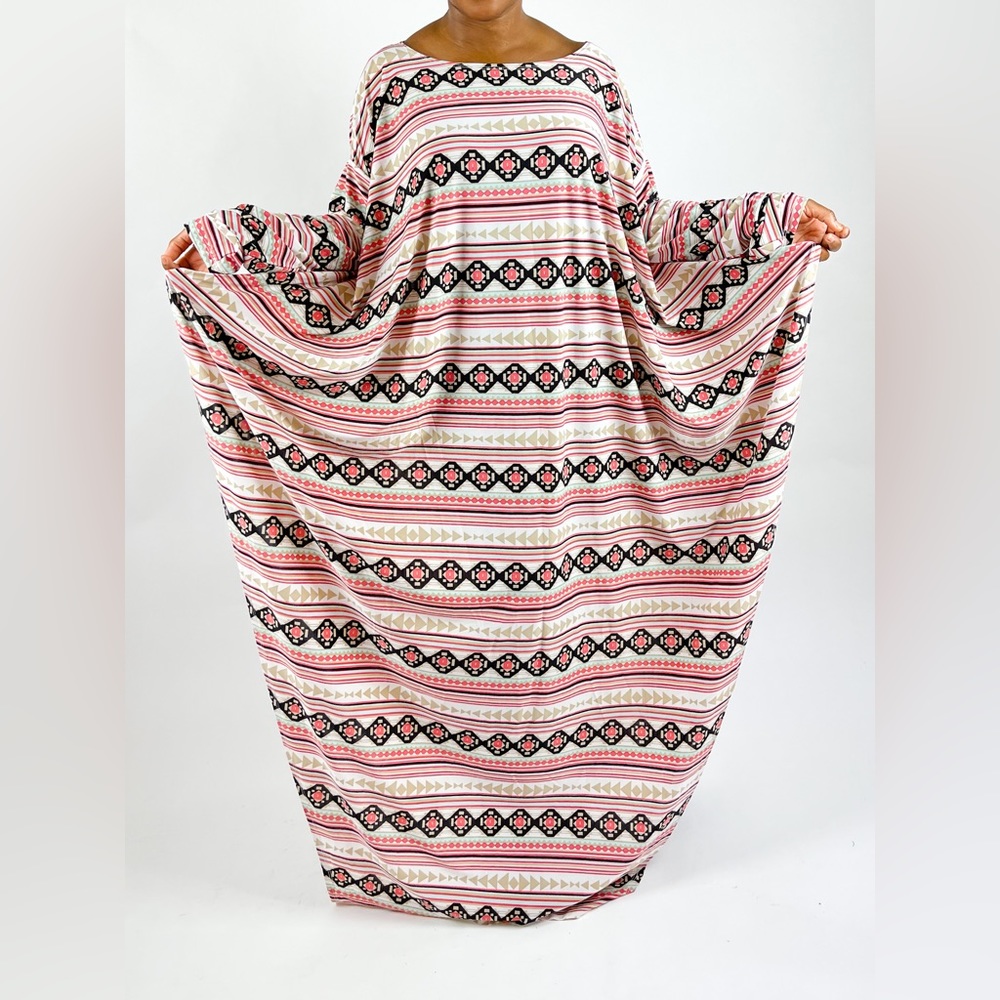 Multicolor Aztec Boho Print Maxi Kaftan Dress